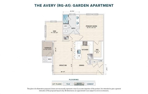Floor plan for 1 bed, 1 bath, 957 sqft
